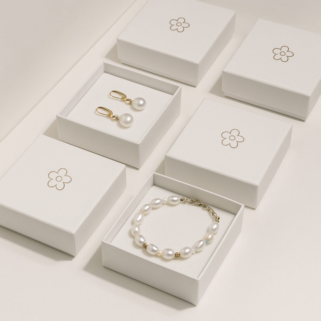 Škatla za nakit z zlatim potiskom / dnom + pokrovom