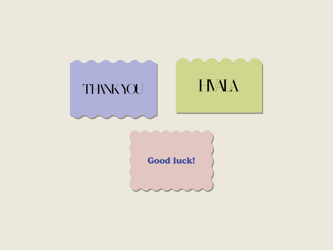 Kartice raznih oblika / Thank you / Hvala / Good luck