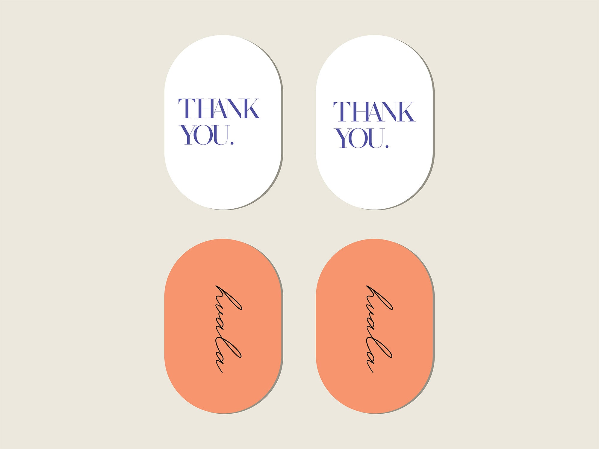 Ovalne naljepnice / THANK YOU / HVALA