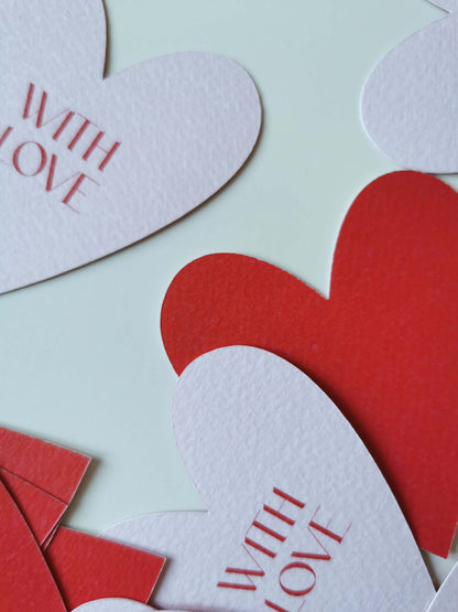 Privjesnice, kartončići u obliku srca / &quot;With love&quot;