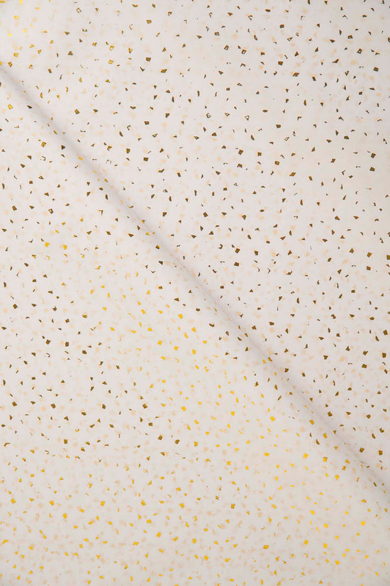 Papir za zamatanje - bijeli sa zlatnim konfetima / 75x50 cm / 18 g/m²