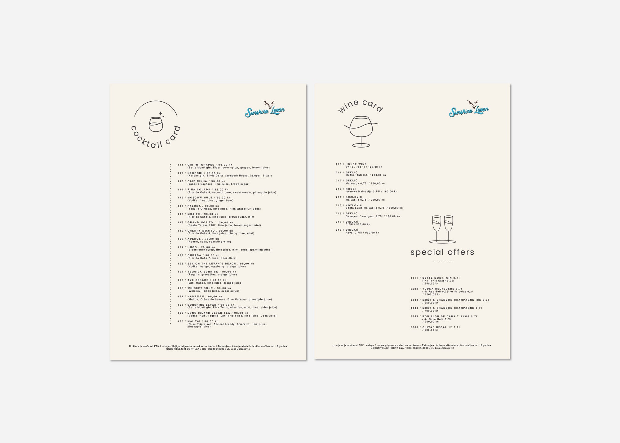 Menu / Cjenik za barove &amp; slastičarne - dizajn &amp; print