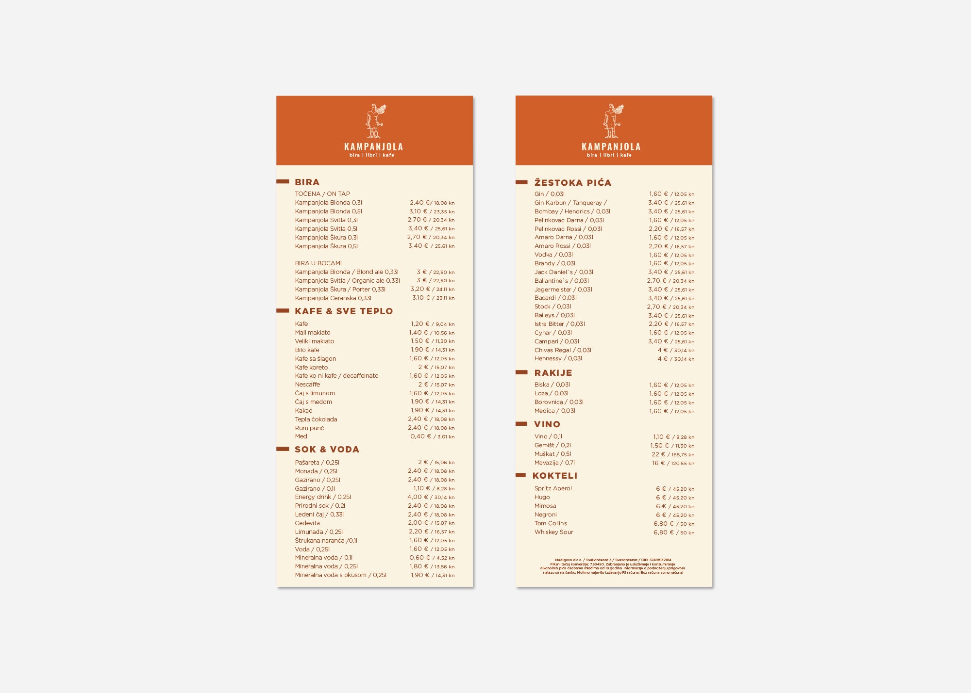 Menu / Cjenik za barove &amp; slastičarne - dizajn &amp; print
