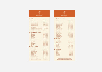 Menu / Cjenik za barove &amp; slastičarne - dizajn &amp; print